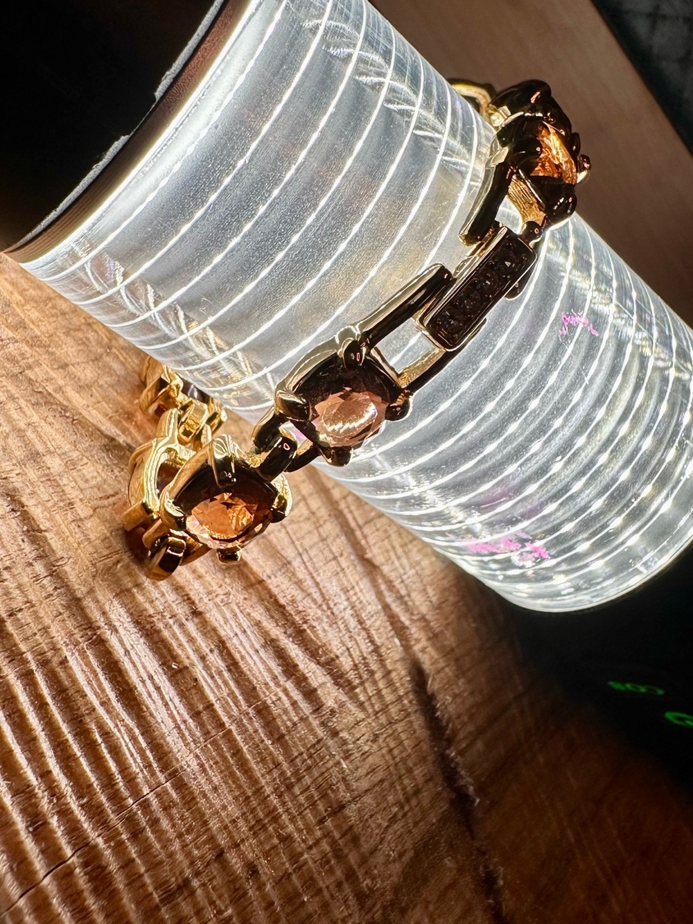 Vintage Swarovski Gold Tone Smoky Brown Crystal Tennis Bracelet Signed